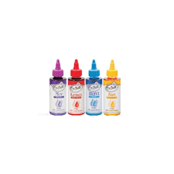 115 Gr 4 lü Sarı Mavi Kırmızı Mor Su Bazlı Likit Sıvı Gıda Boyası 4 Adet