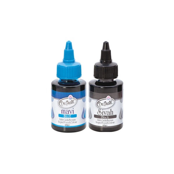 Su Bazlı Likit Gıda Boyaları 2 Adet 60gr Mavi Siyah