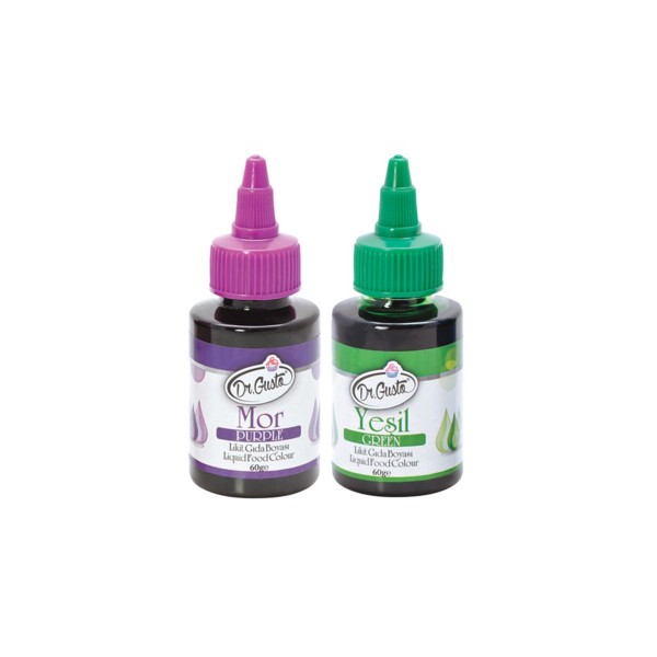 Su Bazlı Likit Gıda Boyaları 2 Adet 60gr Mor Yeşil