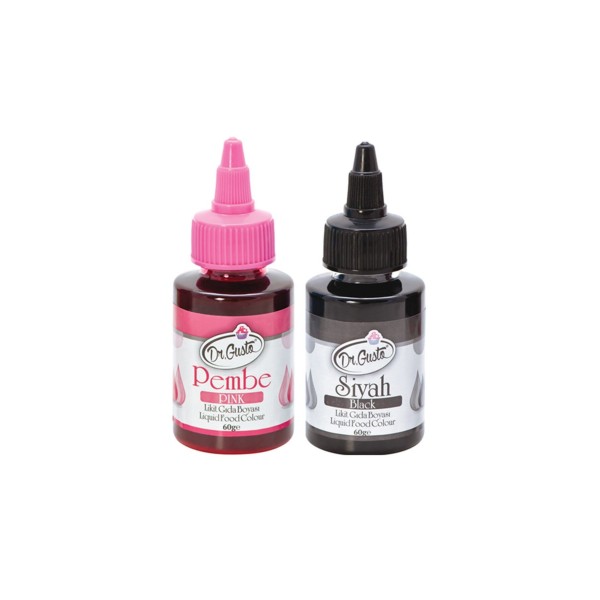 Su Bazlı Likit Gıda Boyaları 2 Adet 60gr Pembe Siyah