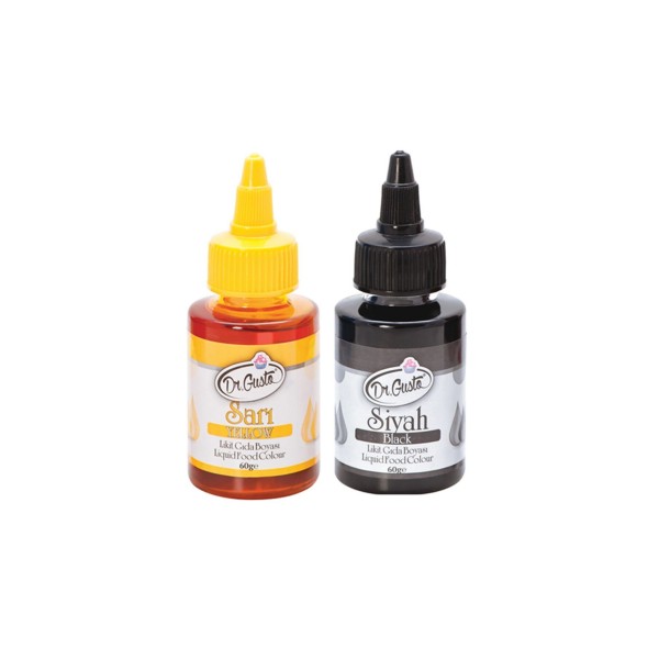 Su Bazlı Likit Gıda Boyaları 2 Adet 60gr Sarı Siyah