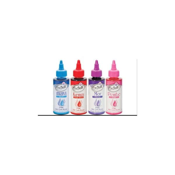 Likit Gıda Boyası 4lü Mavi-pembe-mor-kırmızı 115 gr X 4