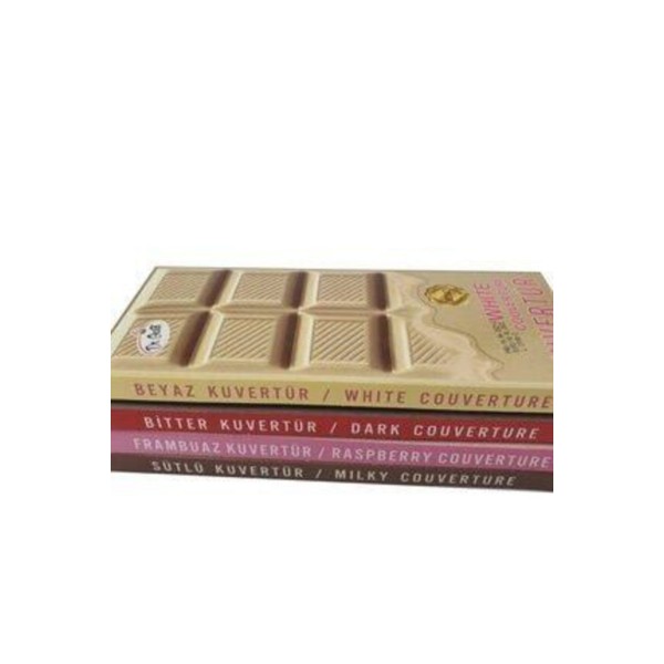 4'lü Karışık Kuvertur Çikolata 200 Gr Bitter Sütlü Frambuaz-fildişi)