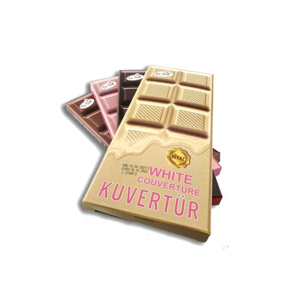 4'lü Karışık Kuvertur Çikolata 200 Gr Bitter Sütlü Frambuaz-fildişi)