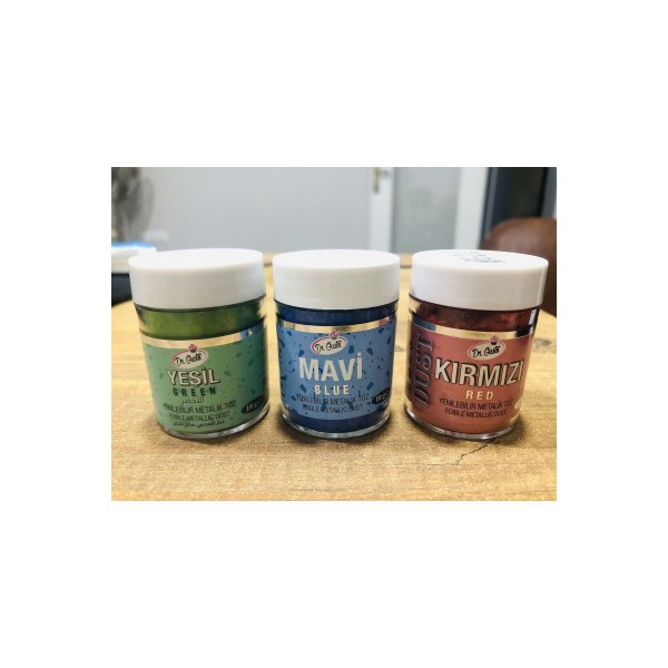 Metalik Toz Sim Boya 10 gr 3'lü Set Yeşil Mavi Kırmızı