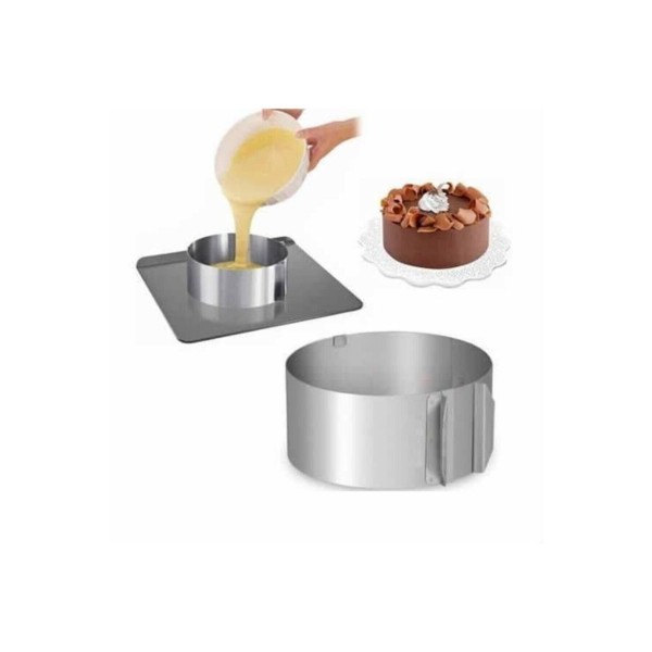 Kek Ve Pasta Paslanmaz Yuvarlak Kelepçeli Ayarlanabilir Çember 16/30 Cm Yükseklik 10 Cm