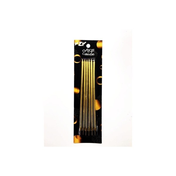 Altın Renk Pasta Mumu 20 Cm 6 Adet Parti Mum