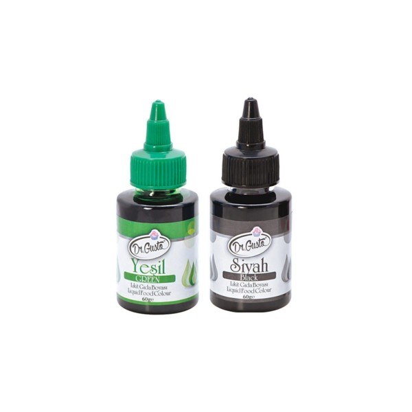 60 Gr 2 Li Yeşil-siyah Su Bazlı Likit Sıvı Gıda Boyası 2 Adet