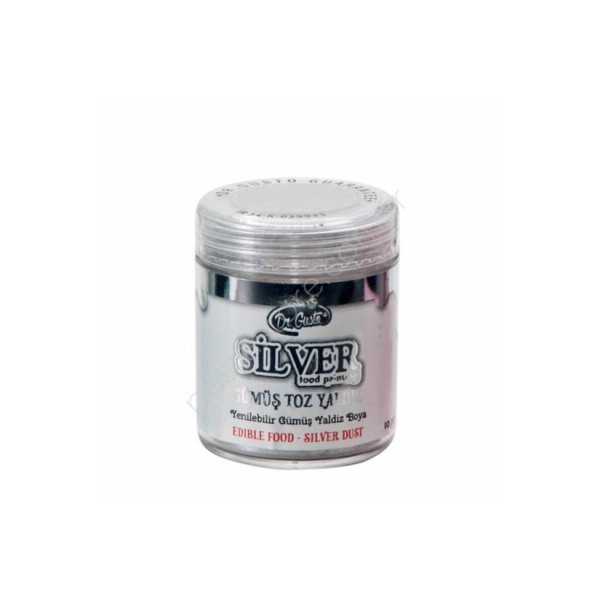Dr Gusto Yenilebilir Metalik Toz Boya Gümüş 10 Gr