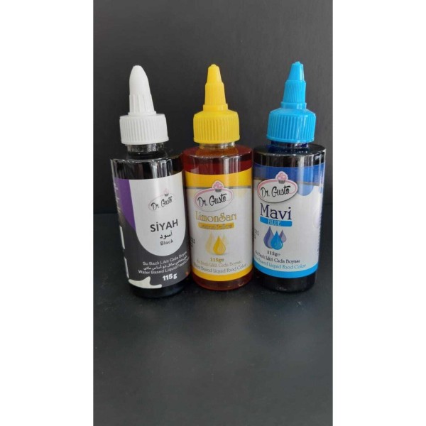 Dr Gusto Su Bazlı Likit Boya 3 Lü Set Siyah/limon Sarı/mavi 115 Gr