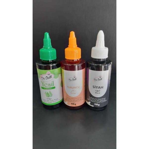 Su Bazlı Likit Boya 3 Lü Set Siyah Turuncu Yeşil 115 gr