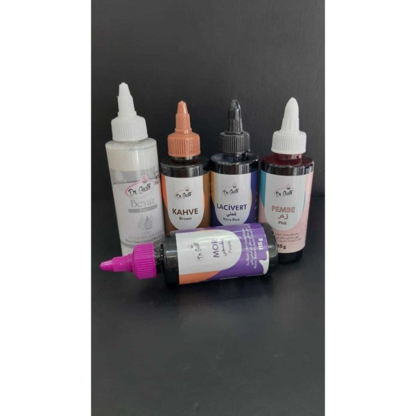 Dr Gusto Su Bazlı Likit Boya 5 Li Set Beyaz/kahve/lacıvert/pembe/mor 115 Gr