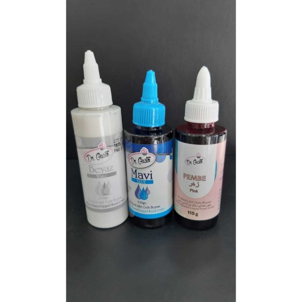 Dr Gusto Su Bazlı Likit Boya 3 Lü Set Beyaz/pembe/mavi 115 Gr