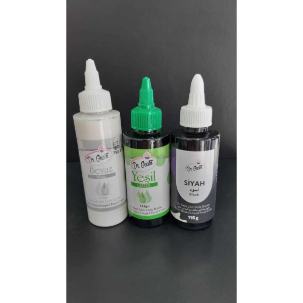 Dr Gusto Su Bazlı Likit Boya 3 Lü Set Siyah/yeşil/ Beyaz 115 Gr