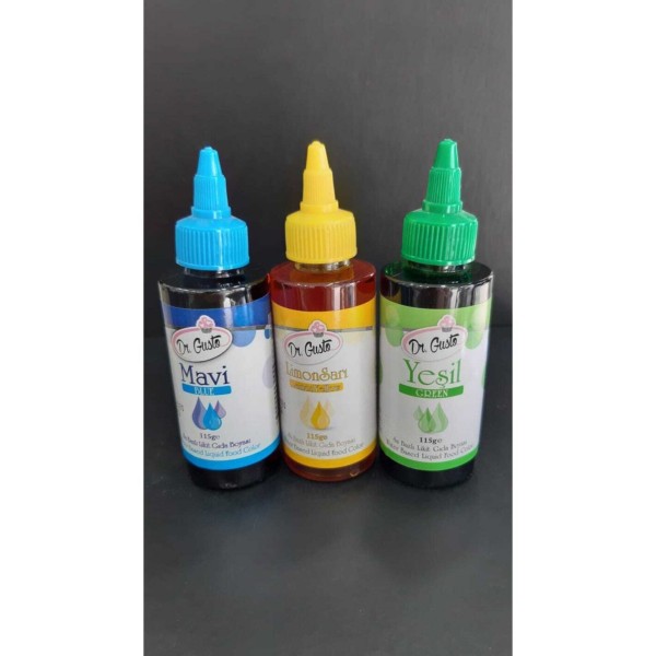 Su Bazlı Likit Boya 3lü Set Yeşil Limon Sarı Mavi 115 gr