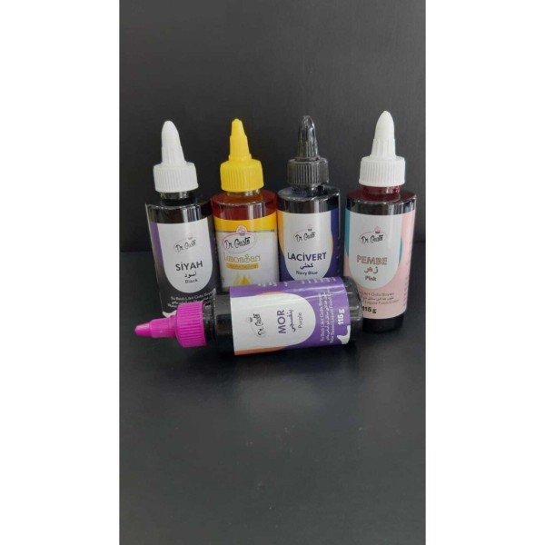 Dr Gusto Su Bazlı Likit Boya 5 Li Set Siyah/limon Sarı/lacıvert/mor/pembe 115 Gr