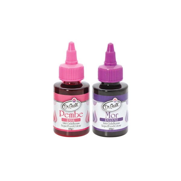 Su Bazlı Likit Gıda Boyaları 2 Adet 60gr Pembe Mor