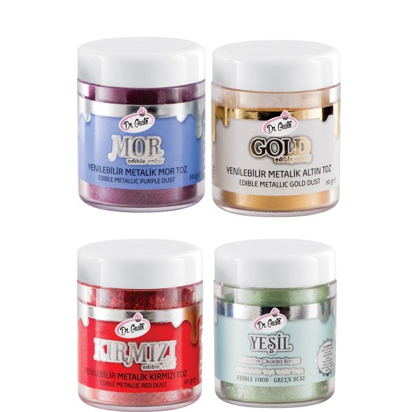Yenilebilir Metalik Toz Boya 10 Gr ( Mor, Gold, Kırmızı ,yeşil