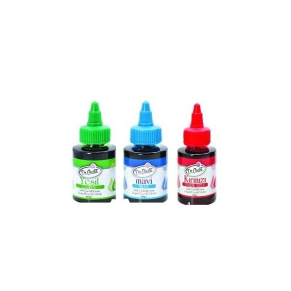 60 Gr 3 Lü Yeşil-mavi-kırmızı Su Bazlı Likit Sıvı Gıda Boyası 3 Adet