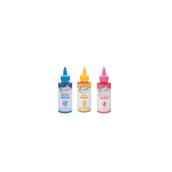 115 Gr 3 Lü Sarı-mavi-pembe Su Bazlı Likit Sıvı Gıda Boyası 3 Adet