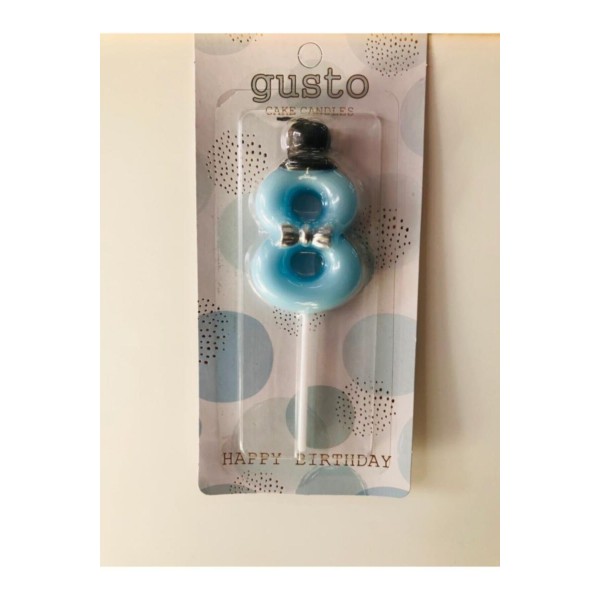 8 Şapkalı Mavi Sayı Rakam Mum