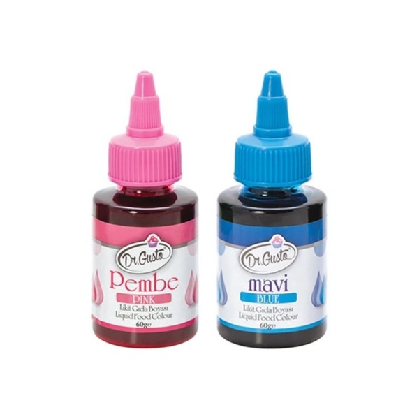 Dr Gusto Su Bazlı Likit Gıda Boyası 2 Adet Pembe-mavi 60gr