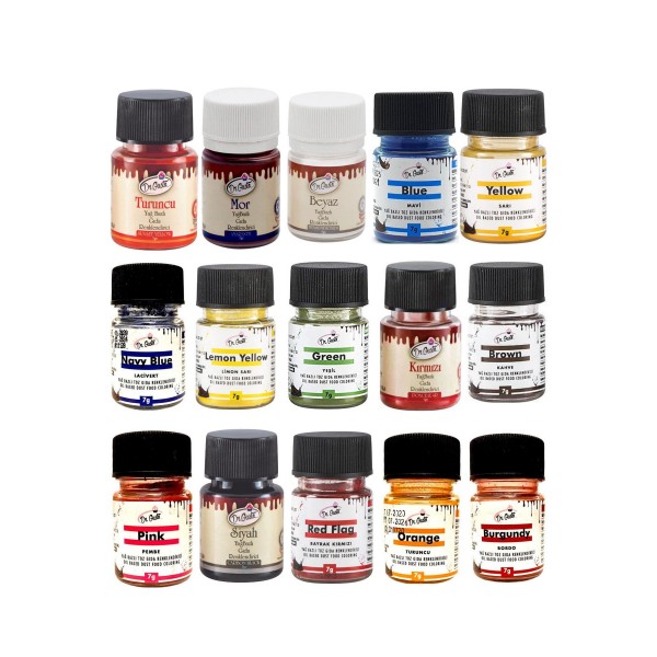 15 Li Set Yağ Bazlı Toz Gıda Boyası 7 Gr