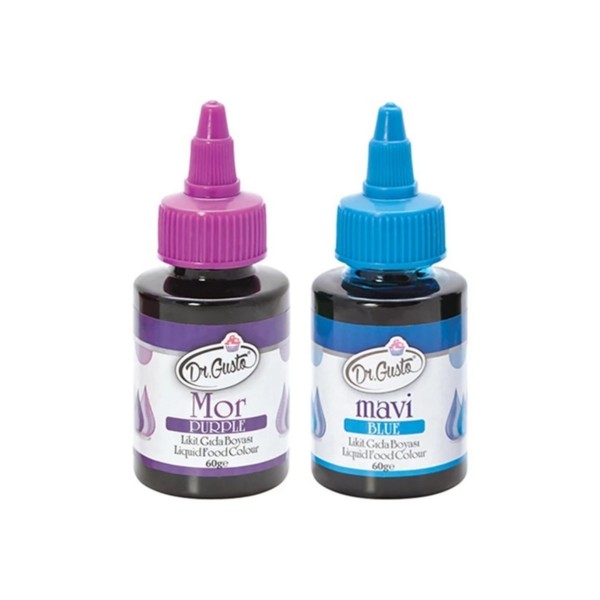 Dr.gusto Su Bazlı Likit Gıda Boyaları 2 Adet Mor-mavi 60gr