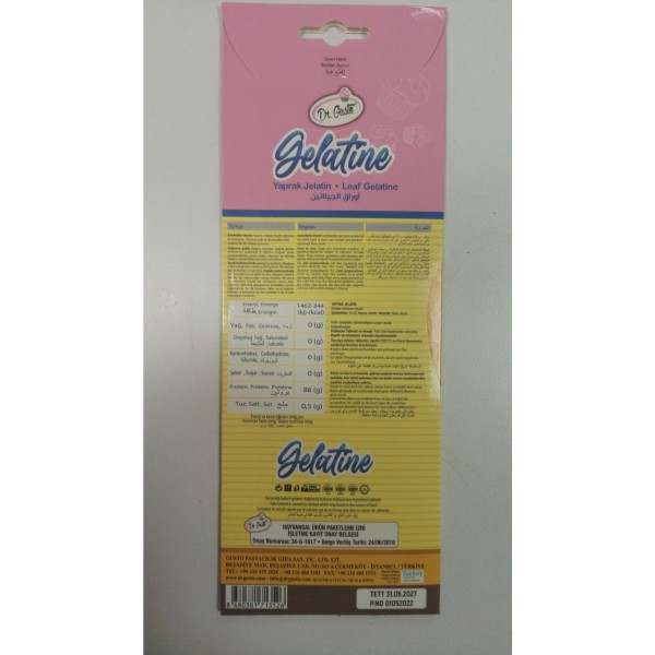 Dr Gusto Mini Yaprak Jelatin 5 Li Paket