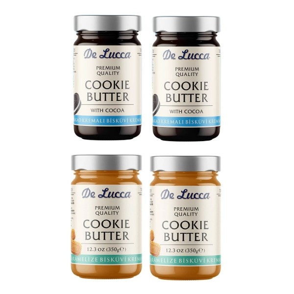 4'lü Bisküvi Krema Seti - Kakaolu Ve Karamelize Bisküvi Kreması 350g 4 Adet